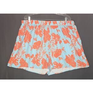 SHEIN CURVE Womens tropical shorts orange blue beachy vacation athletica 4XL